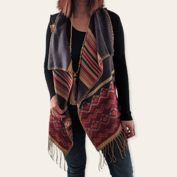 PAPARAZZI BY BIZ Boho Fringe Open Front Vest ~ NWT - Picture 2 of 5
